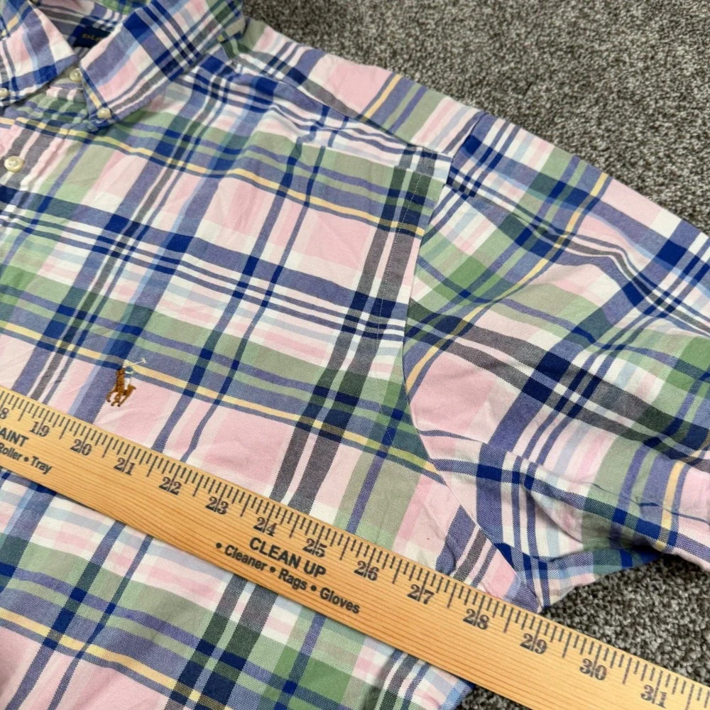 Polo Ralph Lauren Button Down Shirt 2XB Pink Blue Plaid Short Sleeve Nude Pony